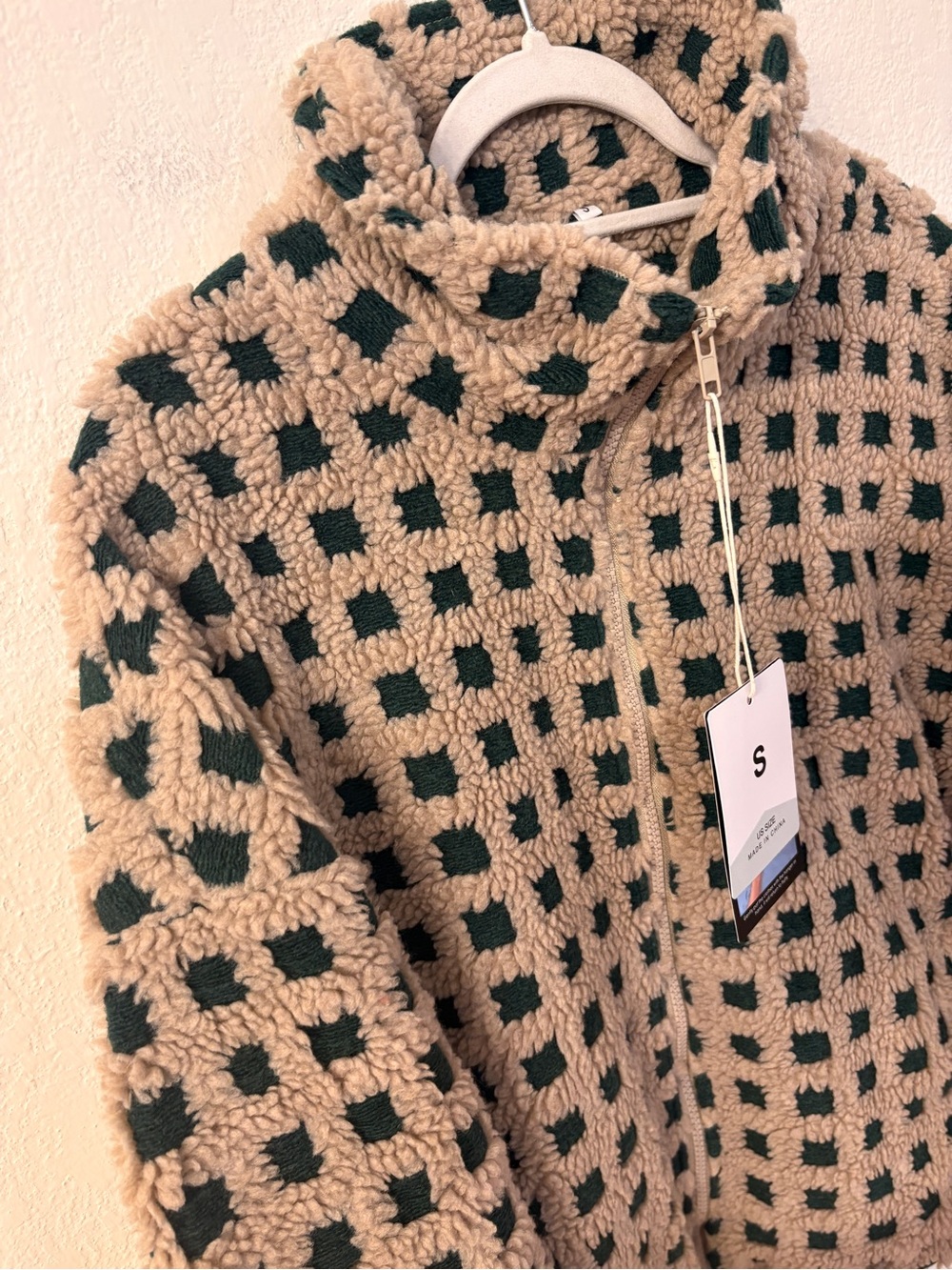 NWT Fashion Clothing Checkered Fleece Jacket Small - Picture 6 of 9